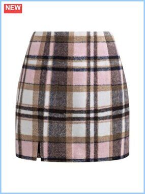 High Waisted Plaid Bodycon Mini Skirt 100% Polyester Pencil Skirt